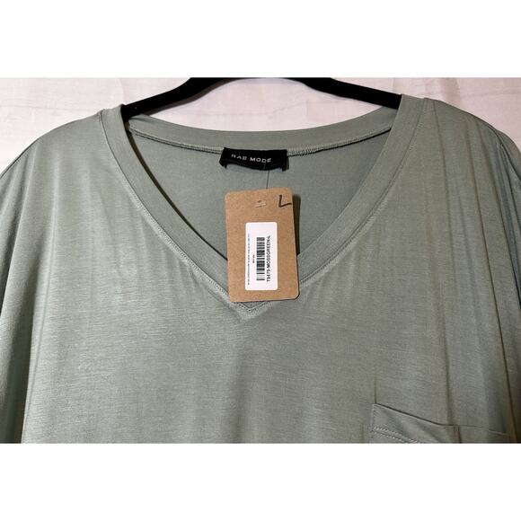 Rae Mode Top Women’s Size L V Neck High Low Modal Sage Comfort Casual NWT - Picture 3 of 5